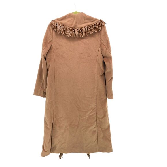 NEW Line & Dot Linda Fringe Coat Wool Blend Open Front Camel Womens XS - Picture 3 of 5